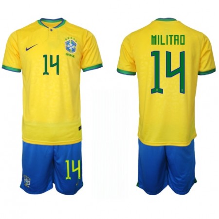 Camiseta de fútbol Brasil Eder Militao 14 Niño 1ª equipación Copa Mundo 2022 Camiseta de fútbol Brasil Eder Militao 14 Niño 1ª equipación Copa Mundo 2022